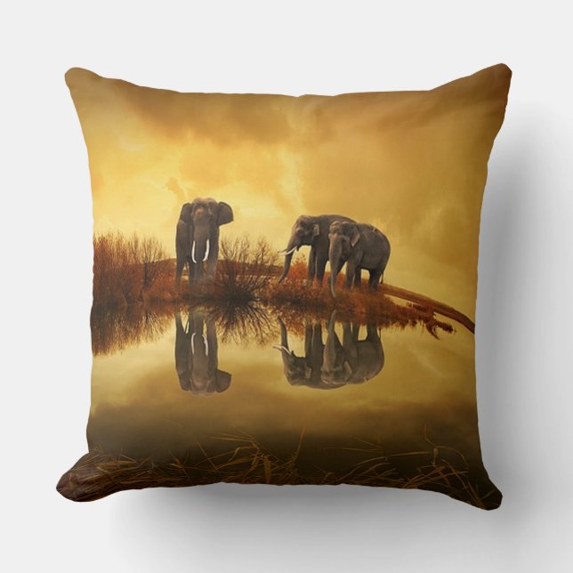 Elefant-Trio-Tier-Wurfs-Kissen Kissen (Vorderseite)