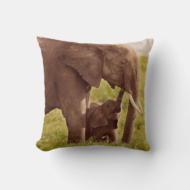 Elefant u. Baby Getty Bild-| Kissen (Vorderseite)