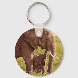 Elefant u. Baby Getty Bild-  Schlüsselanhänger