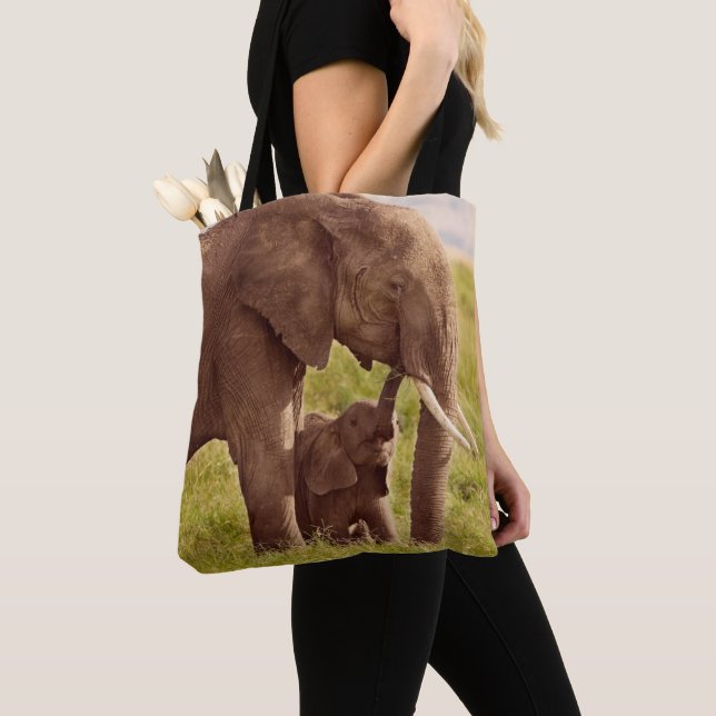 Elefant u. Baby Getty Bild-| Tasche (Von Nahem)