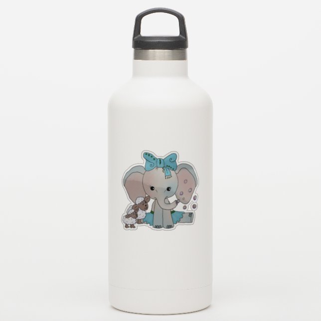 Elefant ubd Schafe Aufkleber (Wassserflasche)