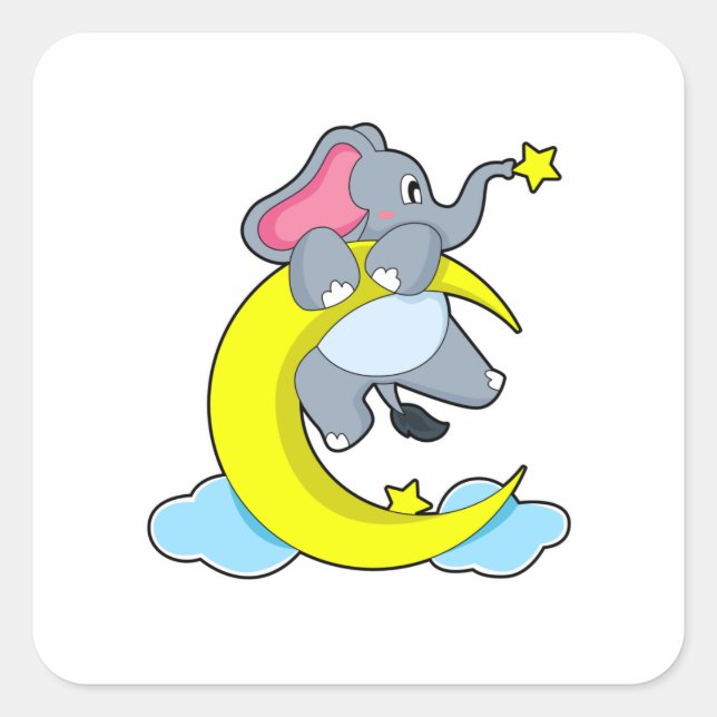 Elefant über Wolken Quadratischer Aufkleber (Vorderseite)