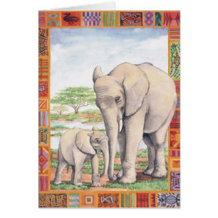Elefant-und Baby-leere Karte