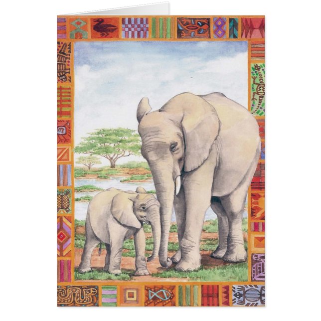 Elefant-und Baby-leere Karte (Vorne)
