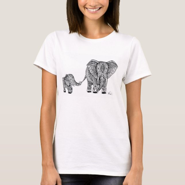 Elefant- und Babyt-stück T-Shirt (Vorderseite)