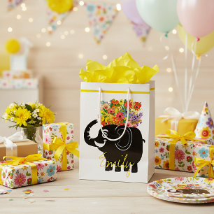 Elefant und Blumen Mittlere Geschenktüte