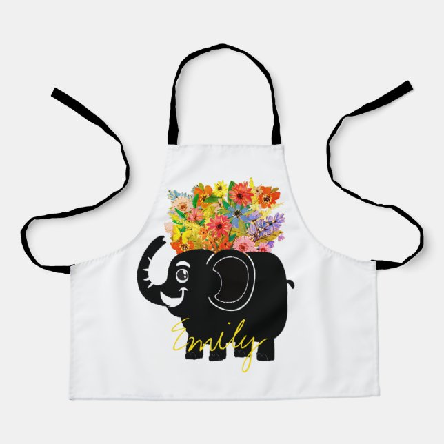 Elefant und Blumen   Schürze (Vorderseite)