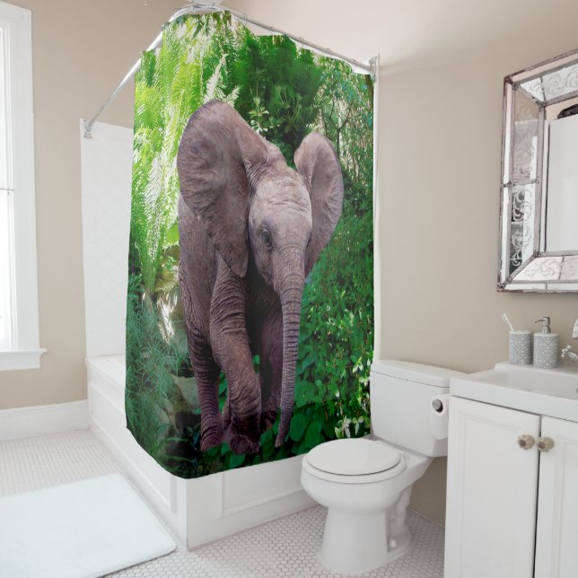 Elefant und Dschungel Duschvorhang (Beispiel)
