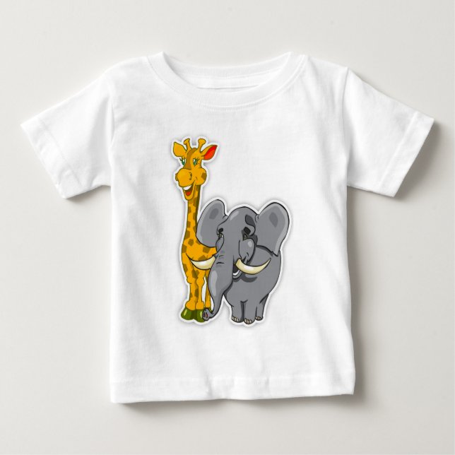 Elefant-und Giraffen-Baby-T-Shirt Match-Karten Baby T-shirt (Vorderseite)