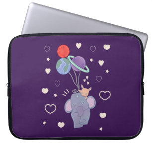 Elefant und Hase Weltraum-Ballonfahrt   Whimsical  Laptopschutzhülle