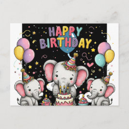 Elefant und herzförmige Luftballons Grußkarte Postkarte