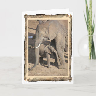 Elefant-und Kalb-Karte (Elefant-Stamm-Rahmen) Karte