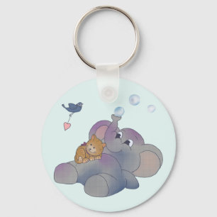 Elefant und Kätzchen Schlüsselanhänger