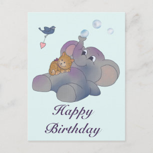 Elefant und Katze Postkarte