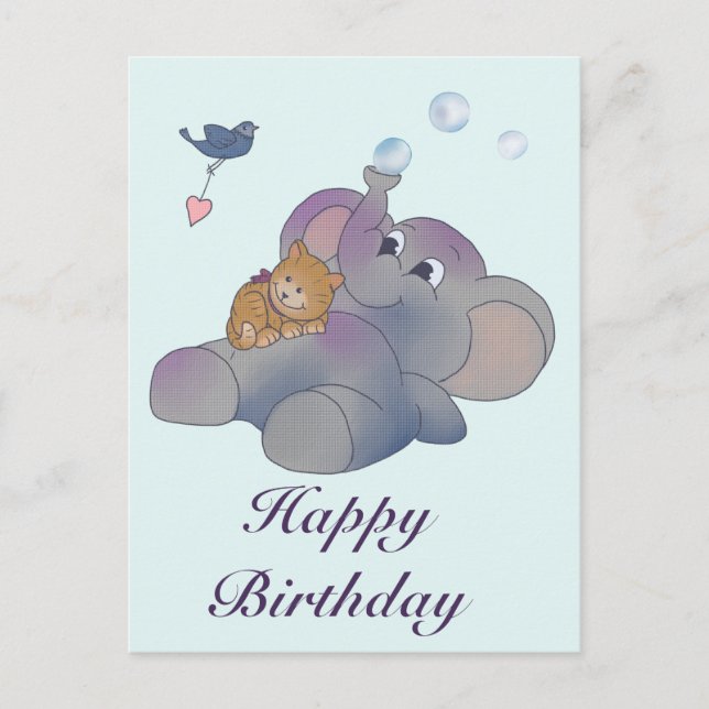 Elefant und Katze Postkarte (Vorderseite)