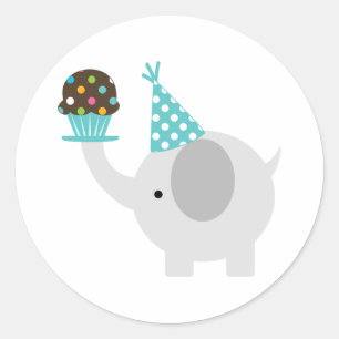 Elefant-und Kuchen-Aufkleber Runder Aufkleber