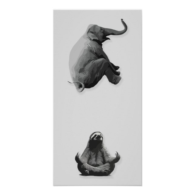 Elefant und meditierende Sloth Harmonie Poster (Vorderseite)