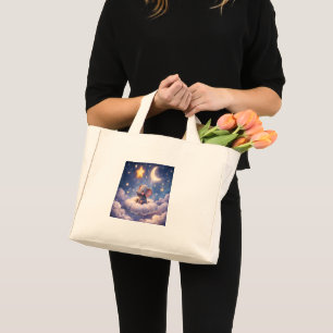 Elefant und Mitternachtsmond winziger Tote Mini Stoffbeutel