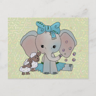 Elefant und Schafe Postkarte