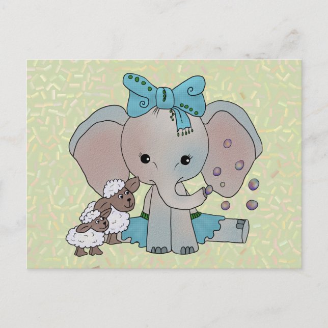 Elefant und Schafe Postkarte (Vorderseite)