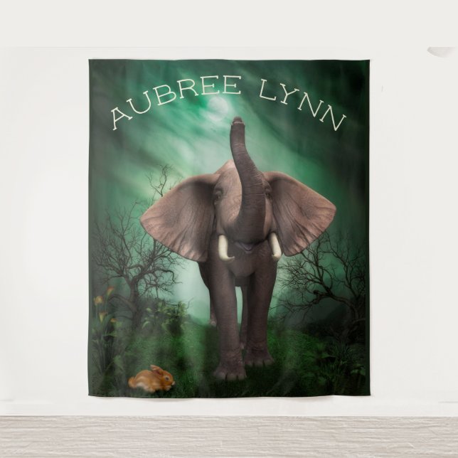 Elefant und sonnig wandteppich (Vorderseite)