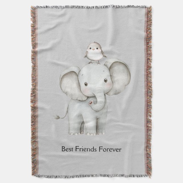 Elefant und Vogel beste Freunde Decke (Vorderseite Vertikal)
