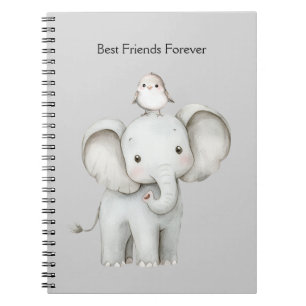 Elefant und Vogel beste Freunde für immer Notizblock