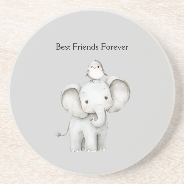 Elefant und Vogel beste Freunde Getränkeuntersetzer (Vorne)