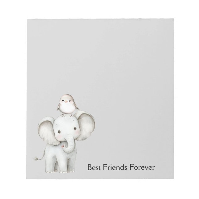 Elefant und Vogel beste Freunde Notizblock (Vorderseite)