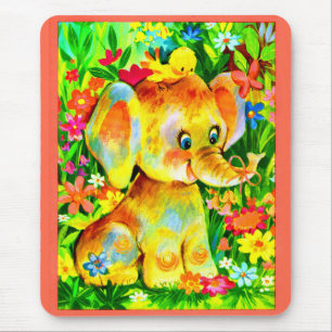 Elefant und Vogel Mousepad