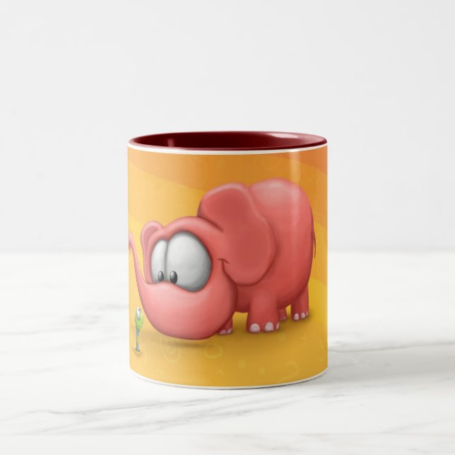 Elefant- und Wurm-Tasse Zweifarbige Tasse (Mittel)