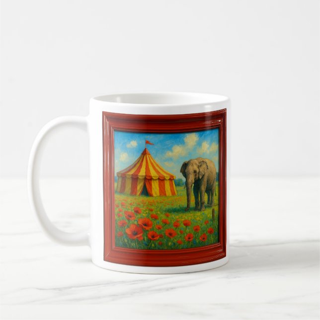 Elefant und Zirkuszelt Kaffeetasse (Links)