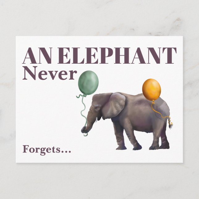 Elefant vergisst nie Postkarte (Vorderseite)