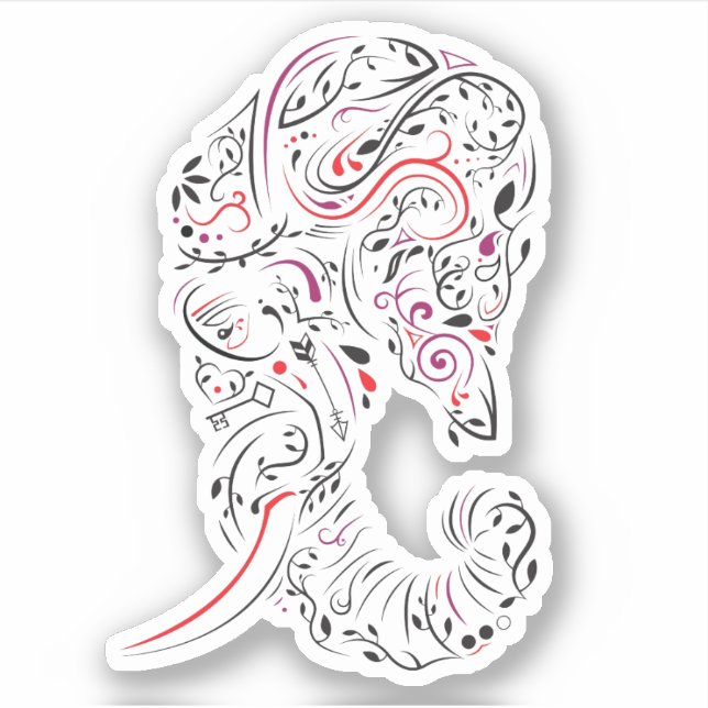Elefant verziert aufkleber (Vorderseite)