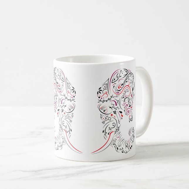 Elefant verziert kaffeetasse (VorderseiteRechts)