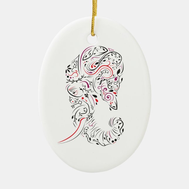 Elefant verziert keramik ornament (Vorne)