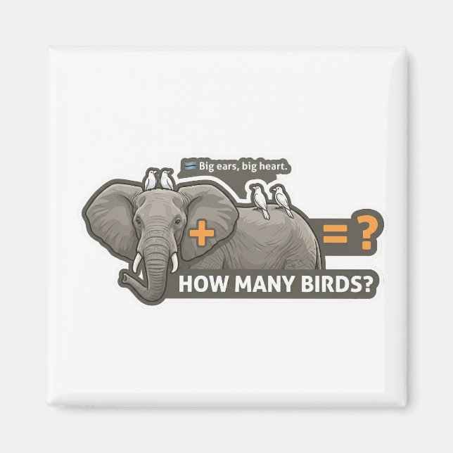 Elefant & Vögel Addition Magnet (Vorne)