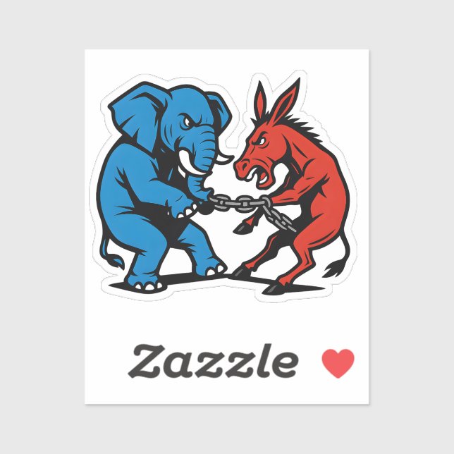 Elefant vs Esel Grafik Aufkleber (Blatt)
