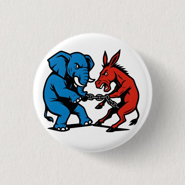 Elefant vs Esel Grafik Button (Vorderseite)