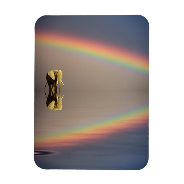Elefant, Wasser & Regenbogen, Kenia Magnet (Vertikal)