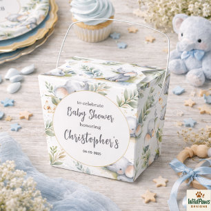 Elefant-Wasserfarben-Babyparty für Jungen – Blaue  Geschenkschachtel
