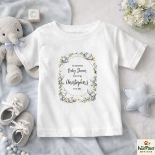 Elefant Wasserfarben-Babyparty für Jungen – Blauer Baby T-shirt