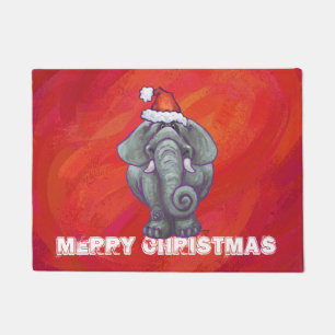 Elefant-Weihnachten auf Rot Fußmatte