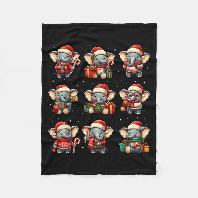 Elefant Weihnachten Lustiger Elefantenliebhaber Py Fleecedecke (Vorderseite)