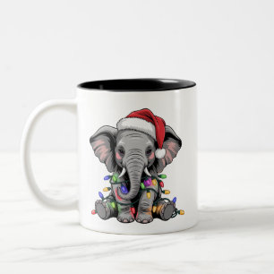 Elefant-Weihnachtslichter Weihnachten Feiertag Wil Zweifarbige Tasse