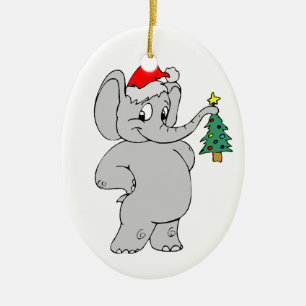 Elefant-Weihnachtsmannmütze Keramikornament