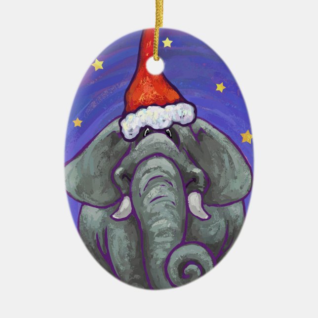 Elefant-Weihnachtsverzierung Keramikornament (Vorne)