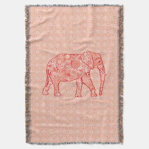 Elefant wirbelnd Fraktal - orange und weiß Decke
