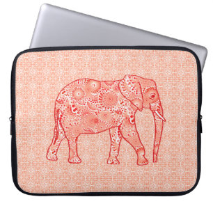 Elefant wirbelnd Fraktal - orange und weiß Laptopschutzhülle