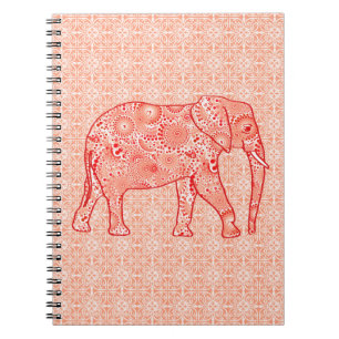 Elefant wirbelnd Fraktal - orange und weiß Notizblock